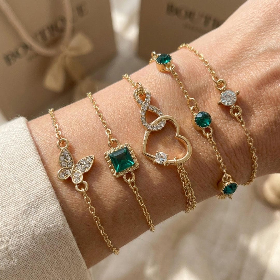 Bracelet en Pierre Cristal Verte Hallow Heart