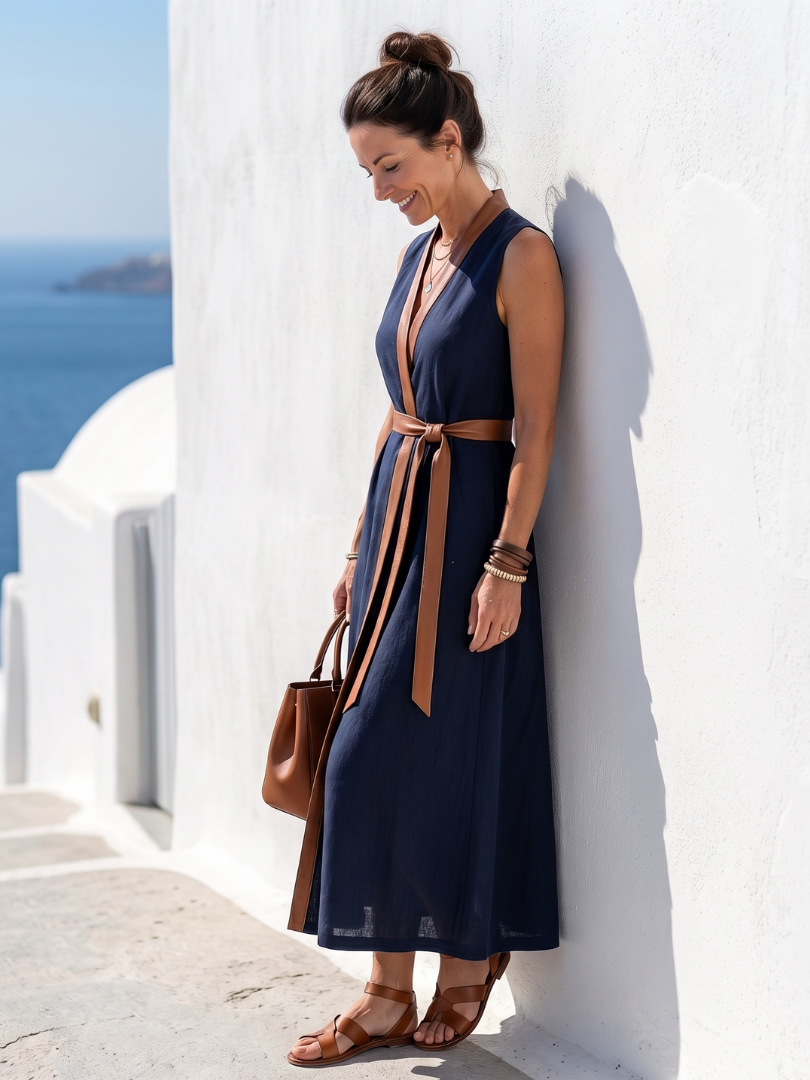 MYRA™ | Robe Midi à Lignes Contrastées
