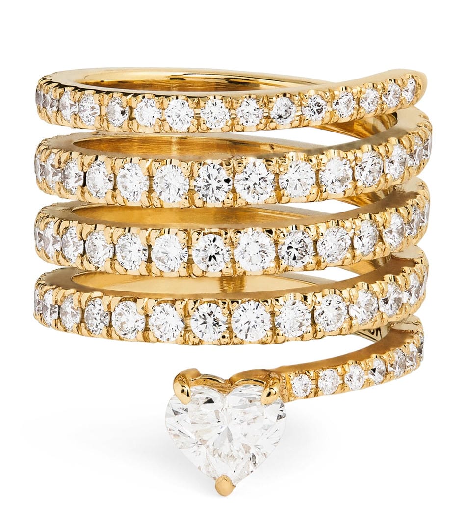 Bague Enveloppante en Zirconium Coeur Or Antique