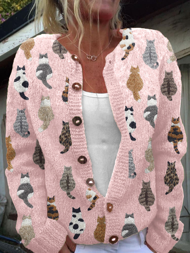 Yvette | Cardigan Douillet Motif Chats