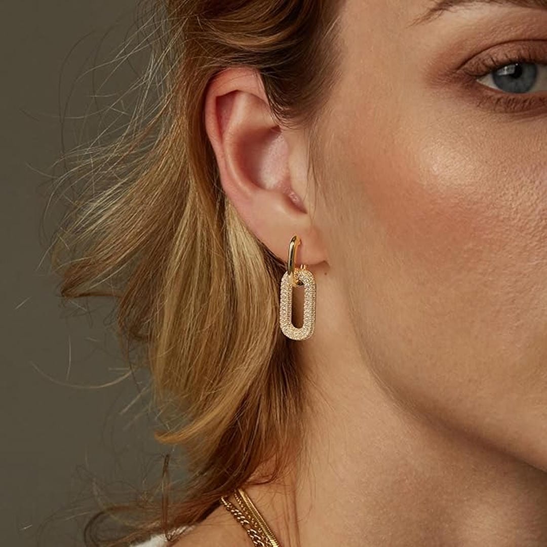 Boucles d'Oreilles Géométriques Rétro en Strass