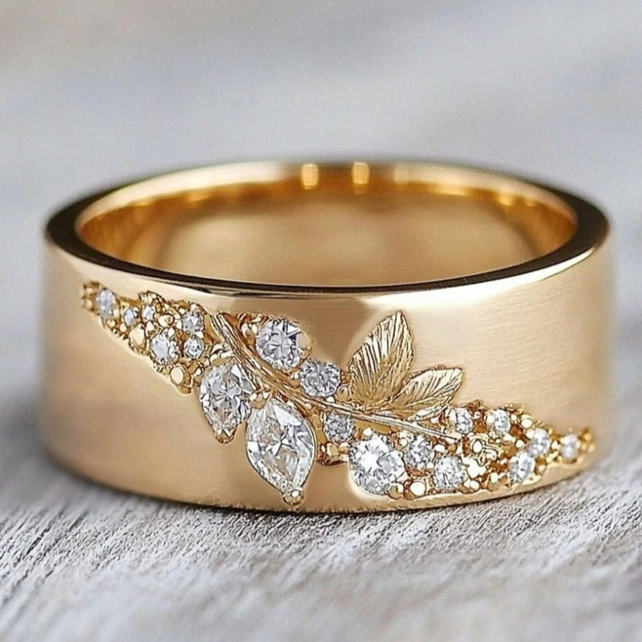 Bague en Zirconia avec Incrustation Dorée Exquise