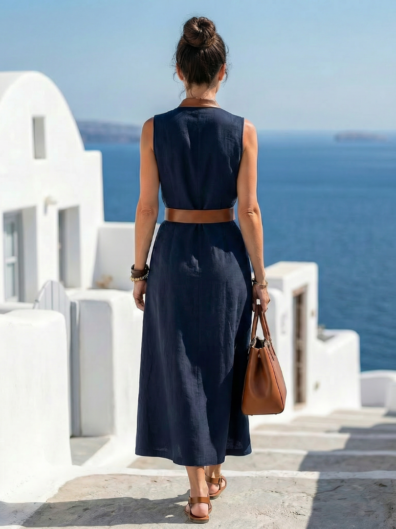 MYRA™ | Robe Midi à Lignes Contrastées