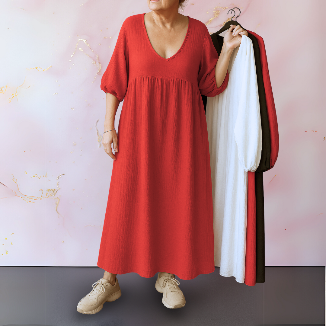 Cléo | Robe Unicolore avec V-hals