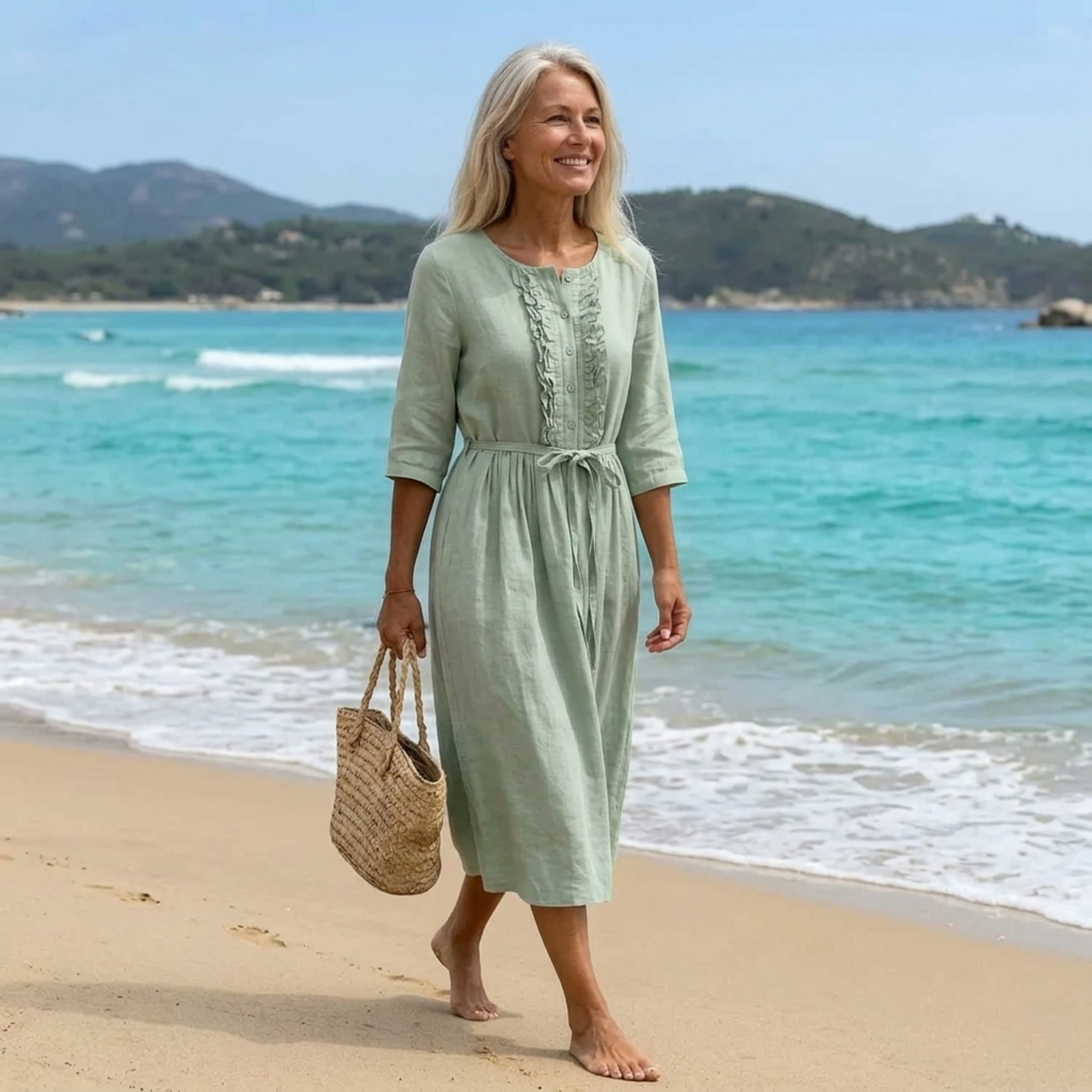 Lucienne | Robe Midi Élégante Nouée