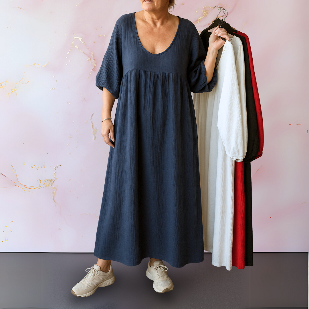 Cléo | Robe Unicolore avec V-hals