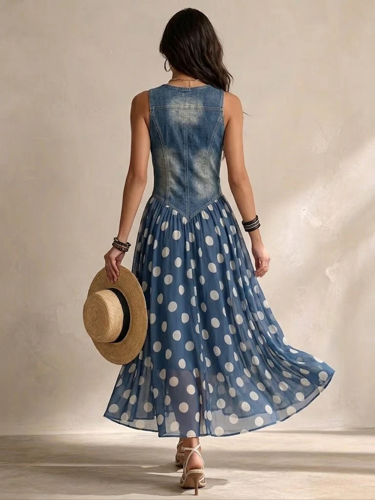 Claudette | Robe Maxi Élégante à Pois