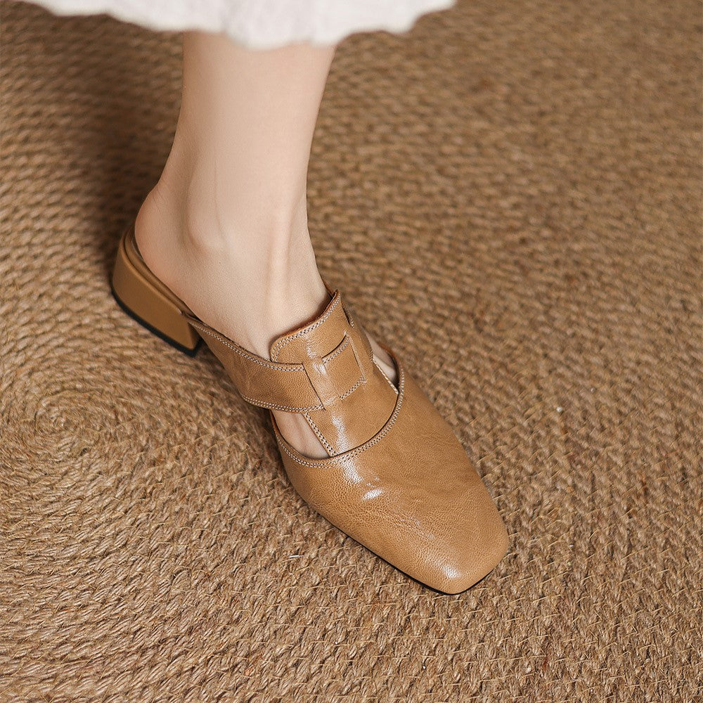 ROSEL | Mules en cuir avec bout carré