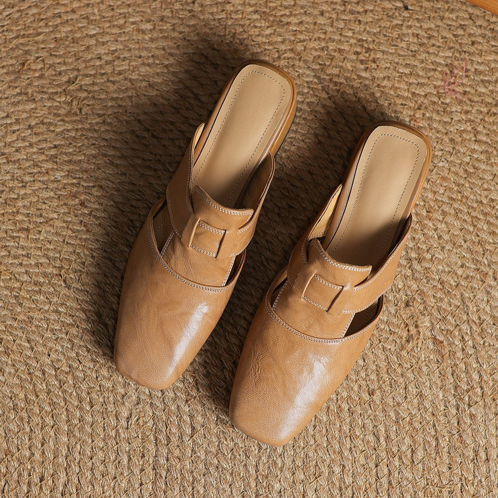 ROSEL | Mules en cuir avec bout carré