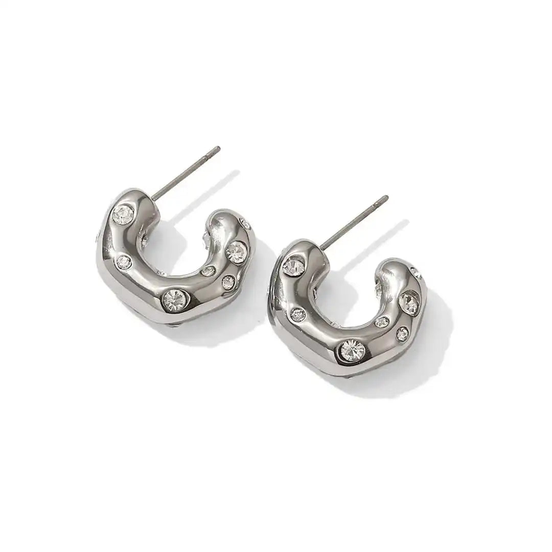 Boucles d'oreilles créoles en zircon doré scintillant