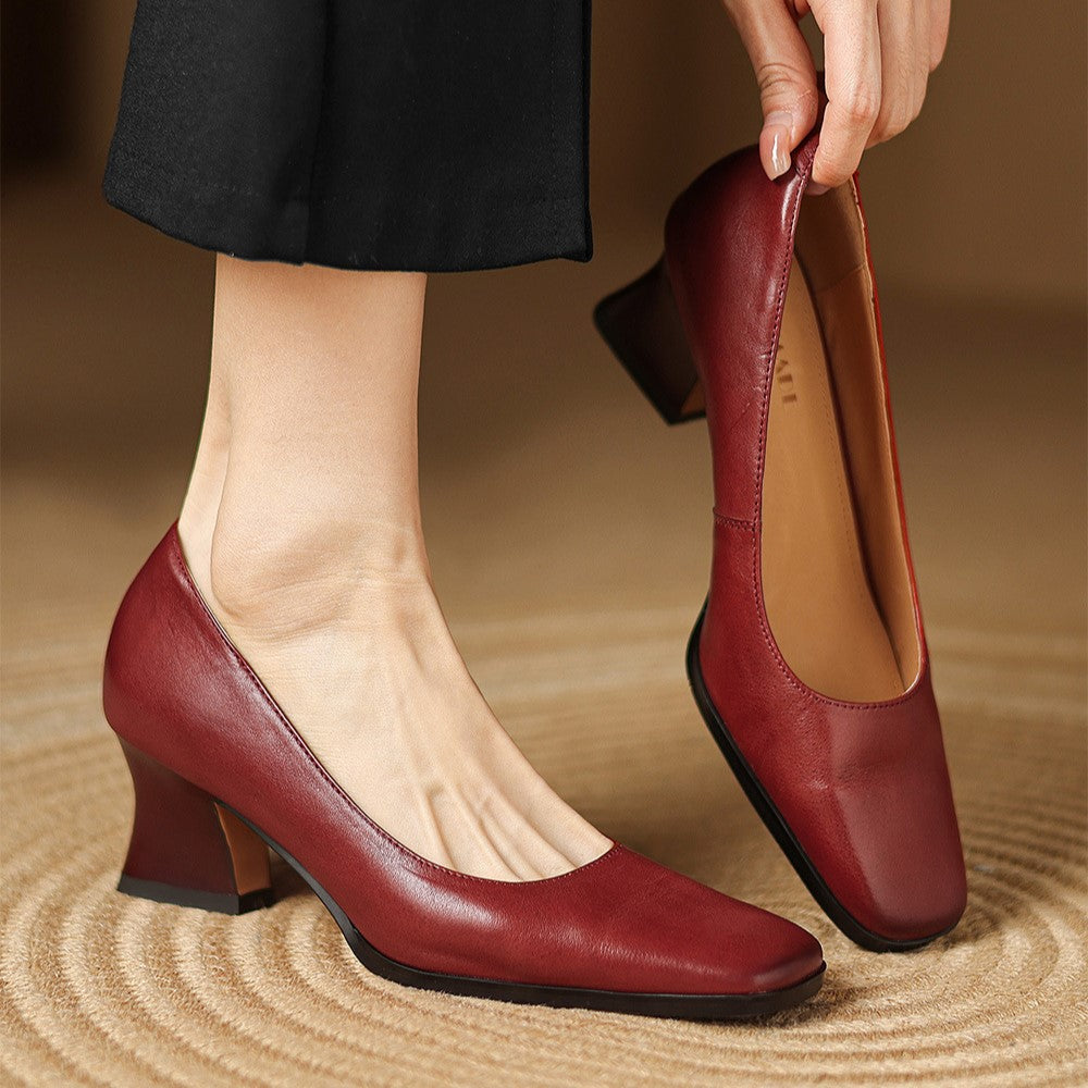 ORIEL | Leder Quadrat Pumps