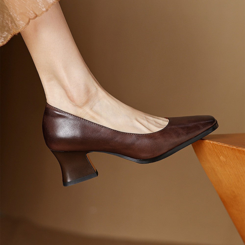 ORIEL | Leder Quadrat Pumps