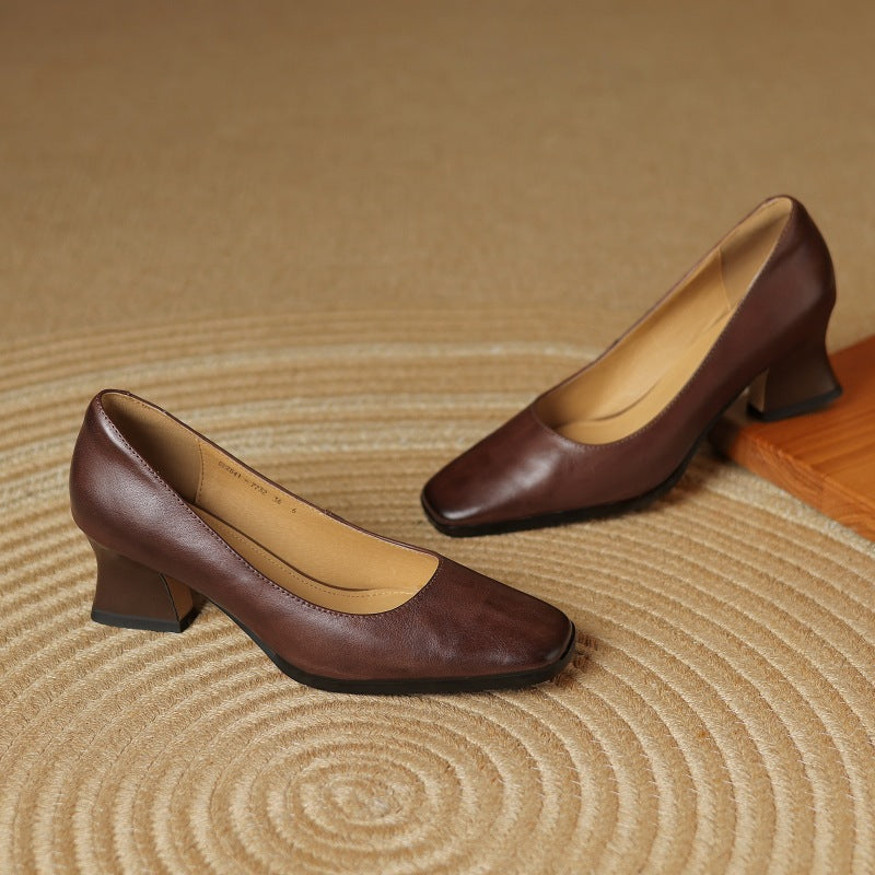 ORIEL | Leder Quadrat Pumps