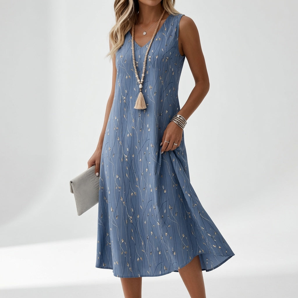 Noëlle | Robe Midi Fleurie Élégante