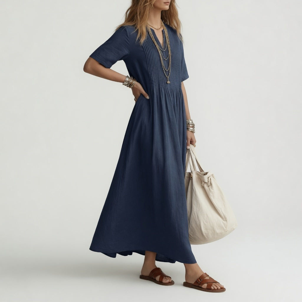 PÉLAGIE | Robe longue coton col V liberté estivale