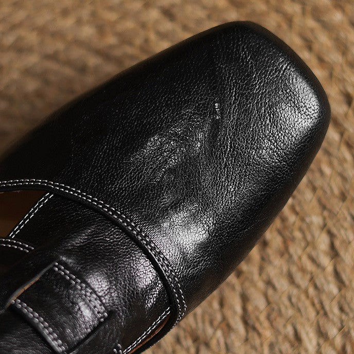 ROSEL | Mules en cuir avec bout carré