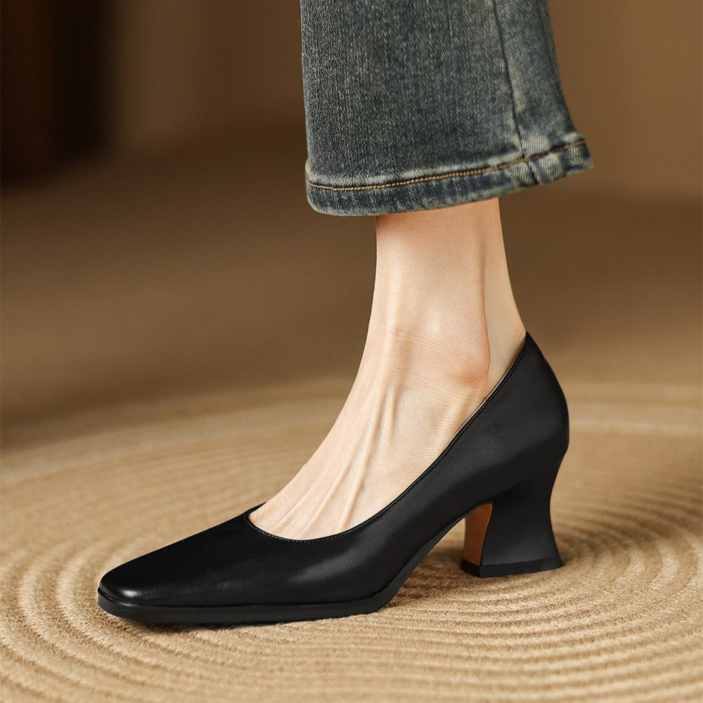 ORIEL | Leder Quadrat Pumps