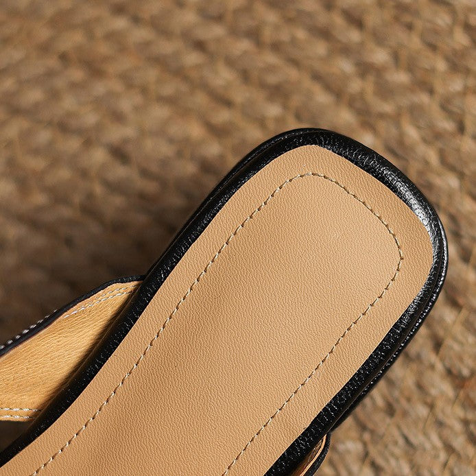 ROSEL | Mules en cuir avec bout carré