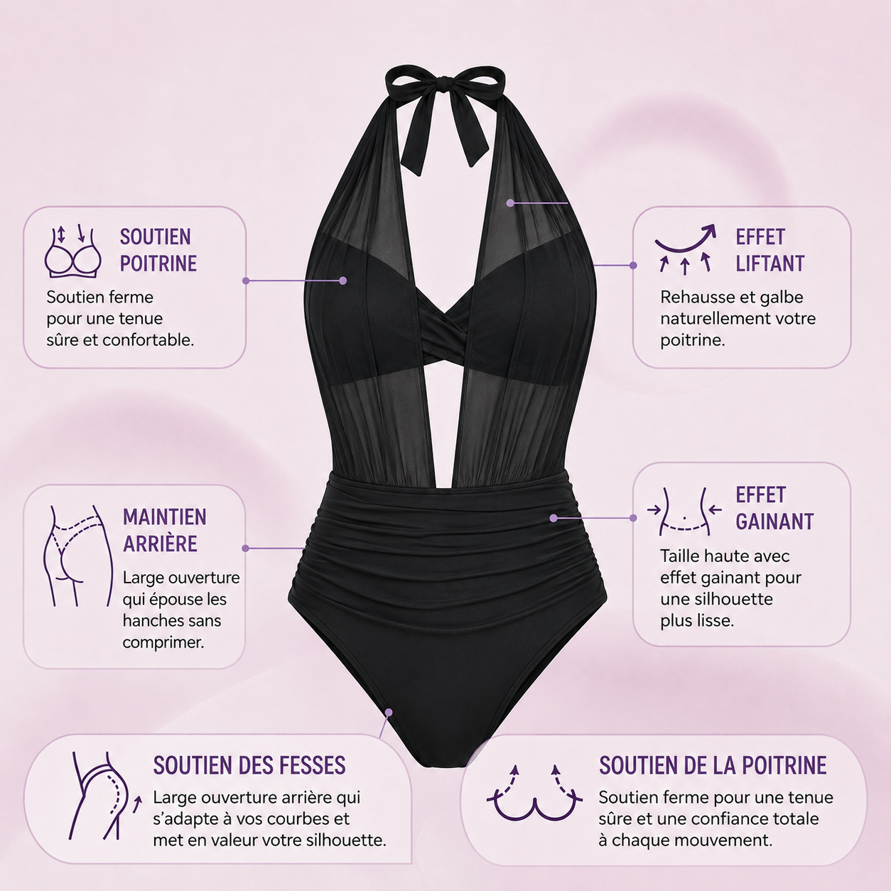 GINETTE | Bikini Gainant 2-en-1 Contrôle du Ventre