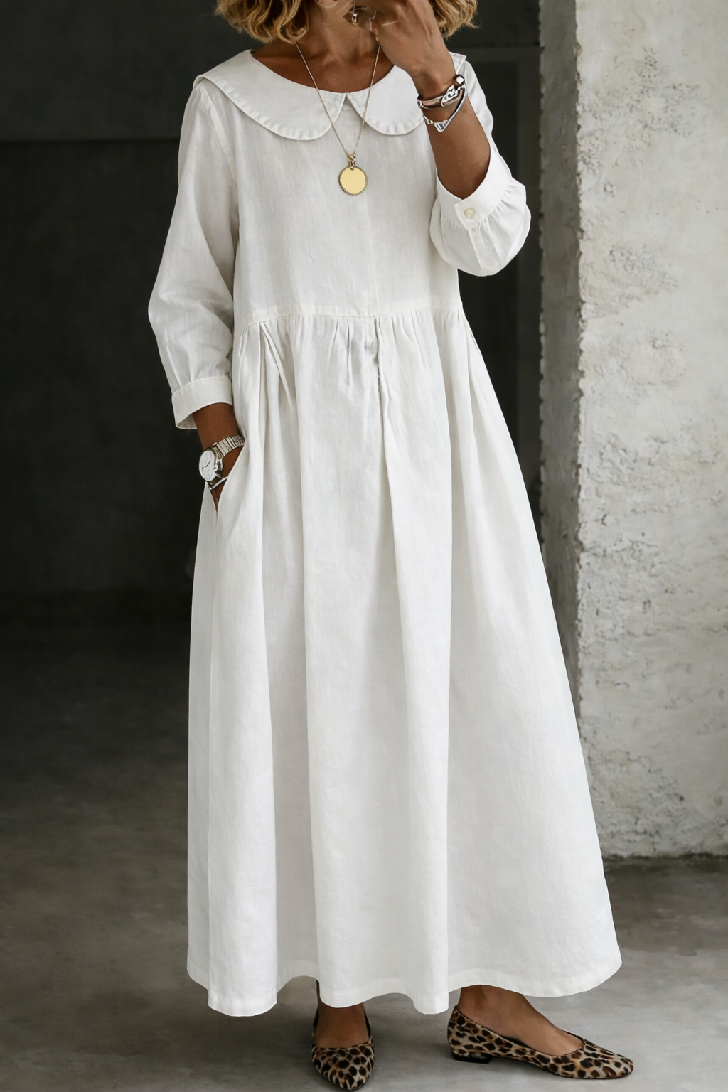 CLARA | Robe en jean avec col Peter Pan
