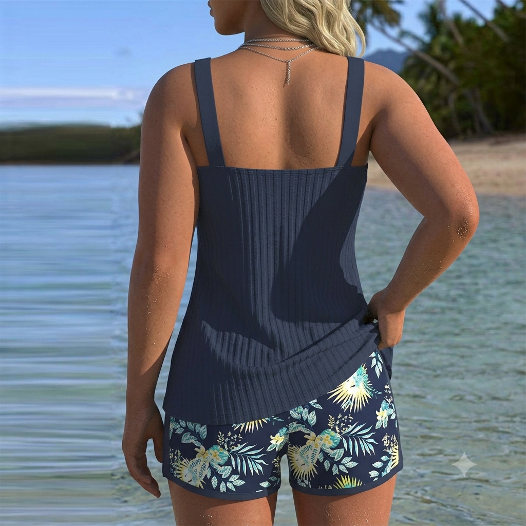 NALI | Tankini Rayé avec Short de Plage Deux Pièces