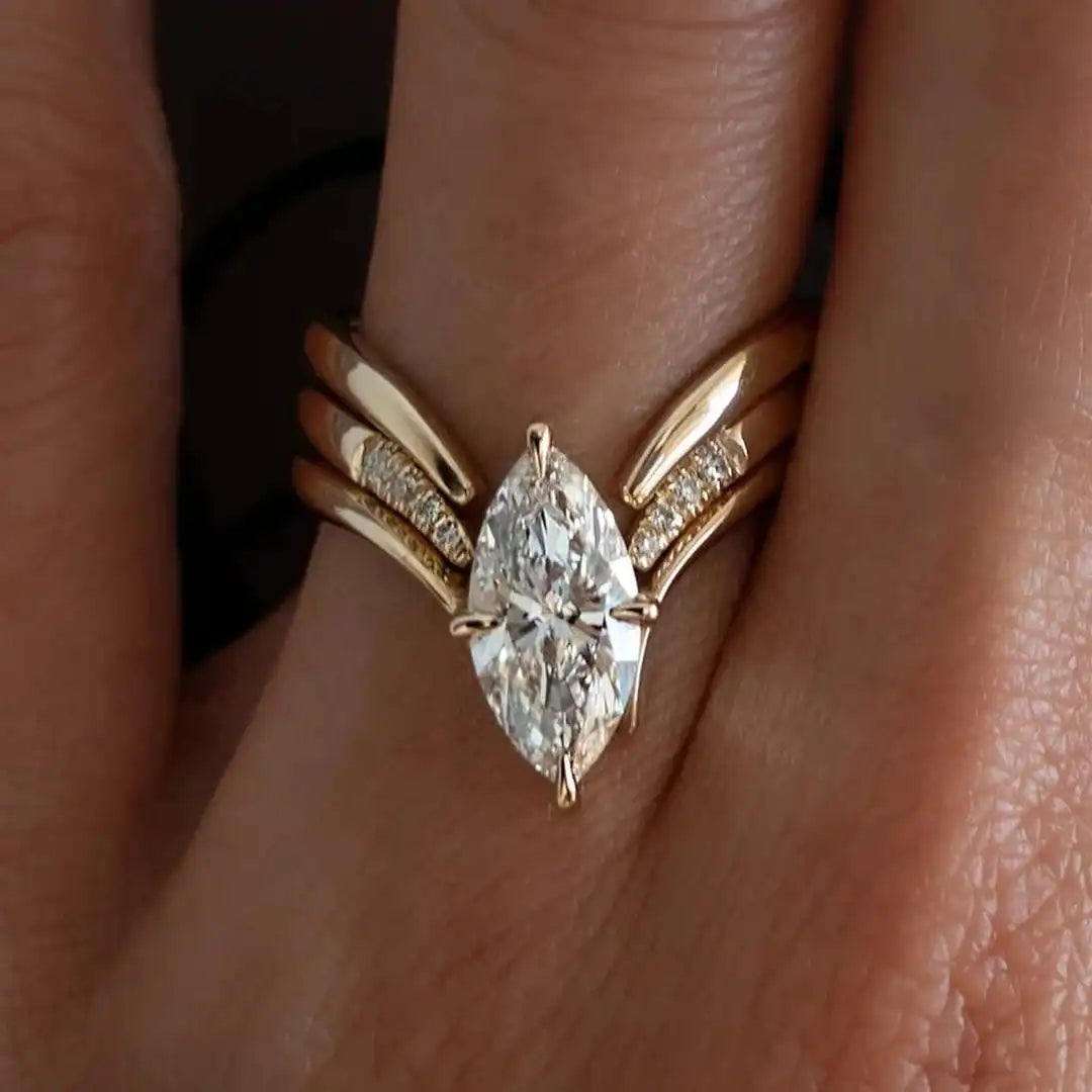 Ensemble de Bagues Taille Marquise