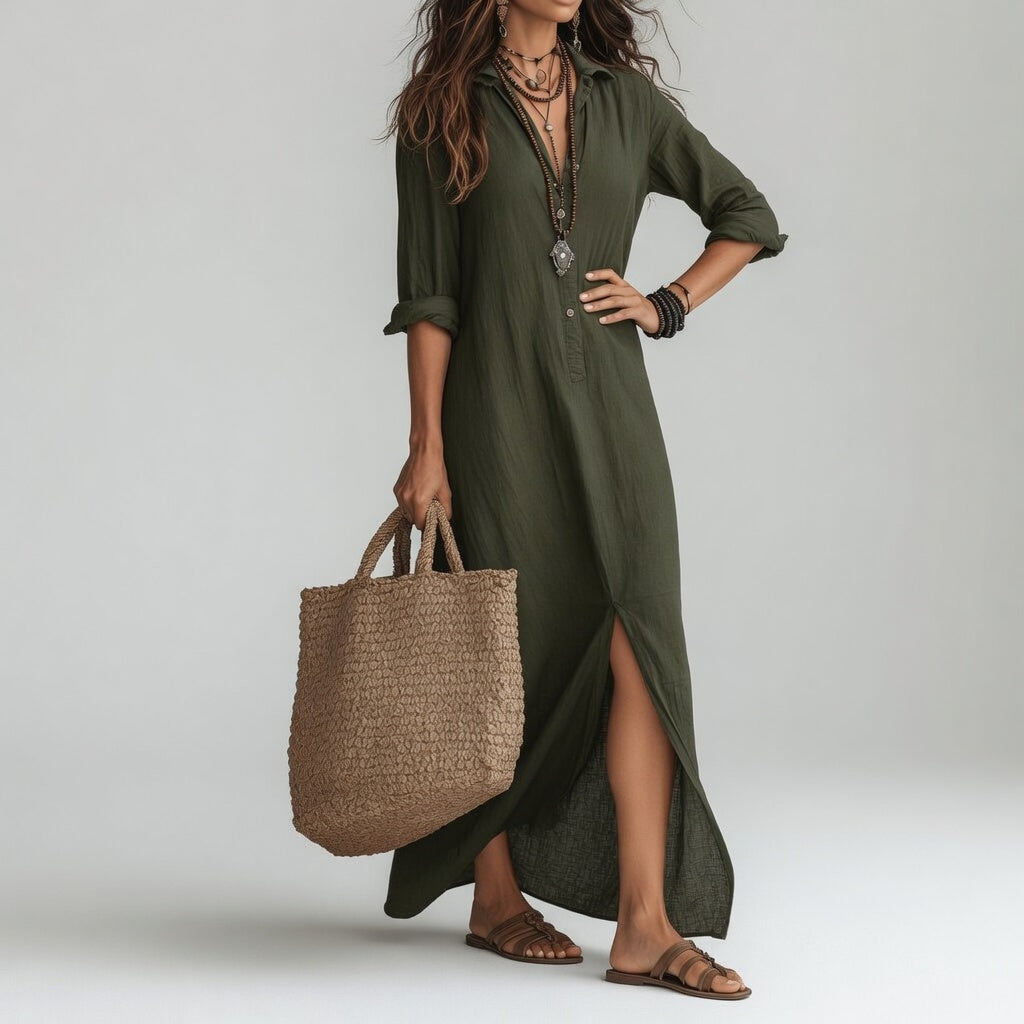 VIOLAINE | Robe longue chemise bohème élégance naturelle