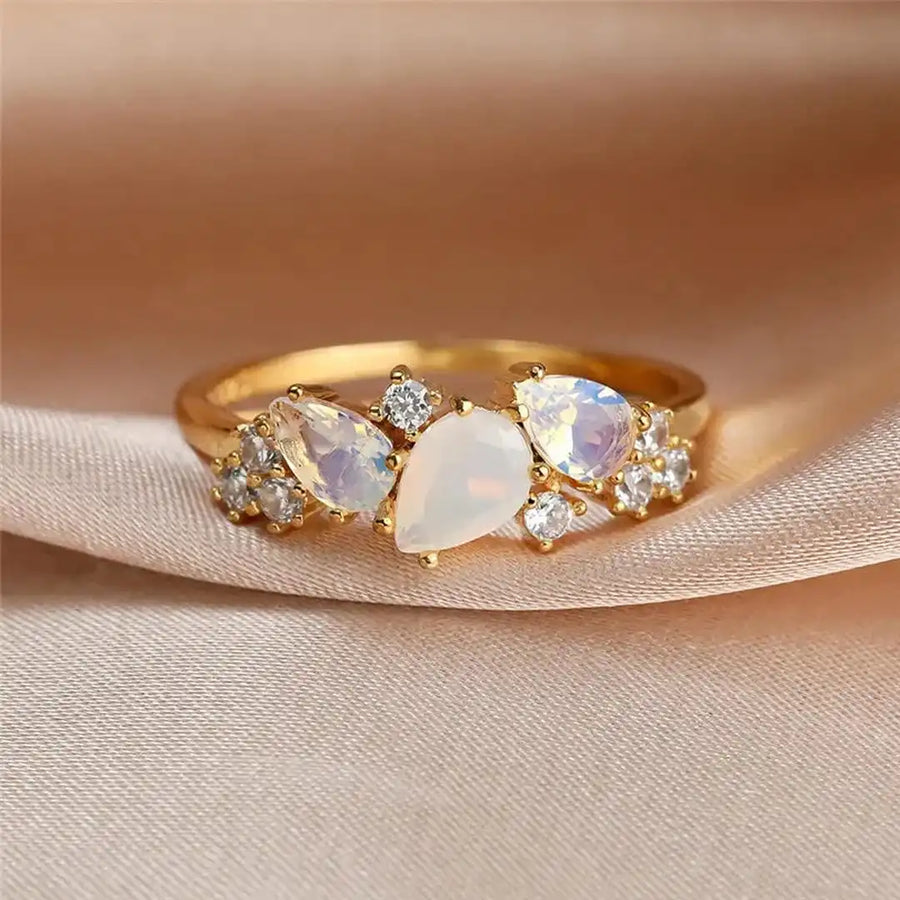 Bague Vintage en Pierre de Lune Dorée