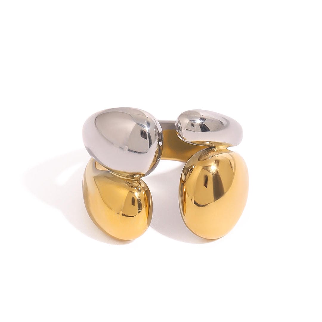 Bague Empilable en Or et Argent Bicolore