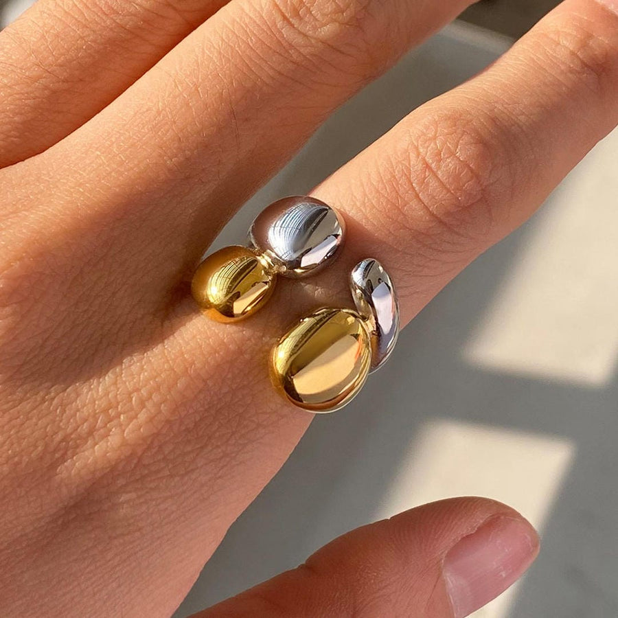 Bague Empilable en Or et Argent Bicolore