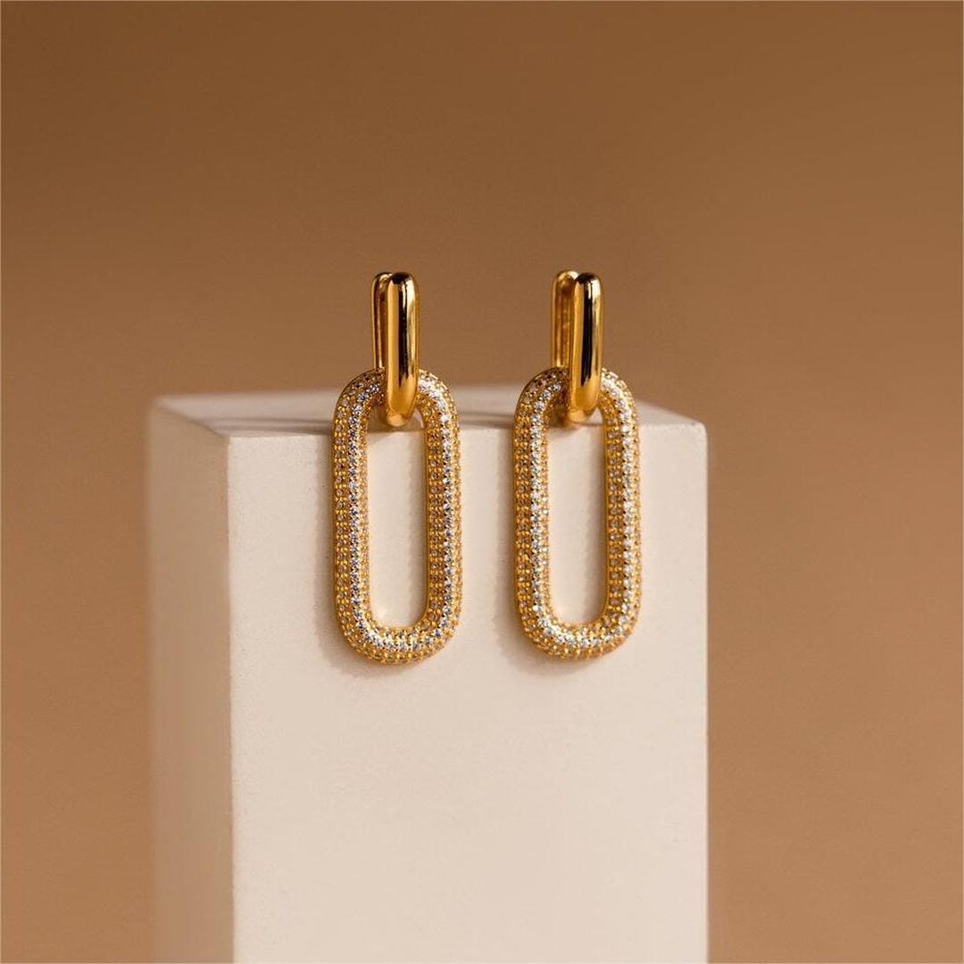 Boucles d'Oreilles Géométriques Rétro en Strass