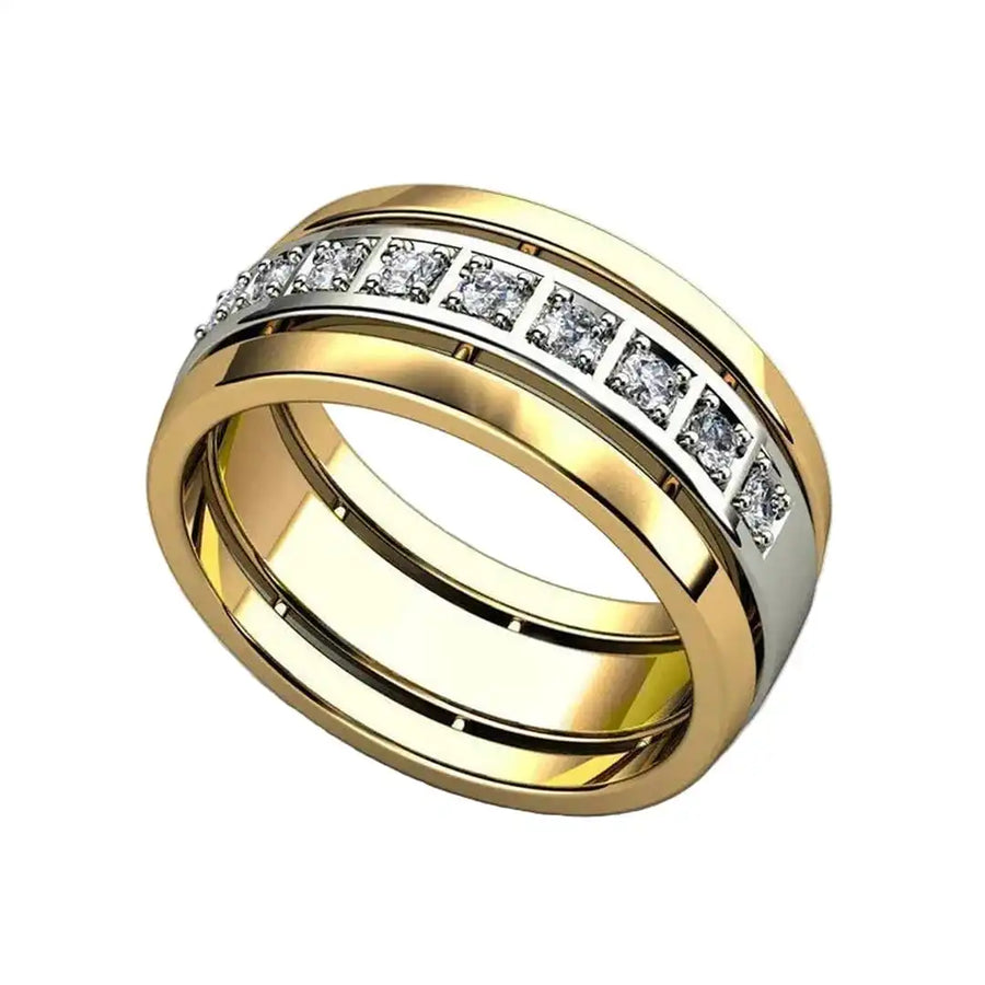 Bague en Zircon Cubique Bicolore en Or