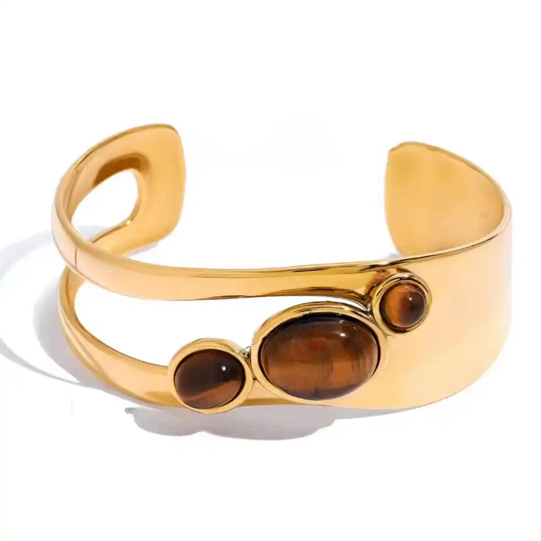 Bracelet Vintage en Œil de Tigre Doré