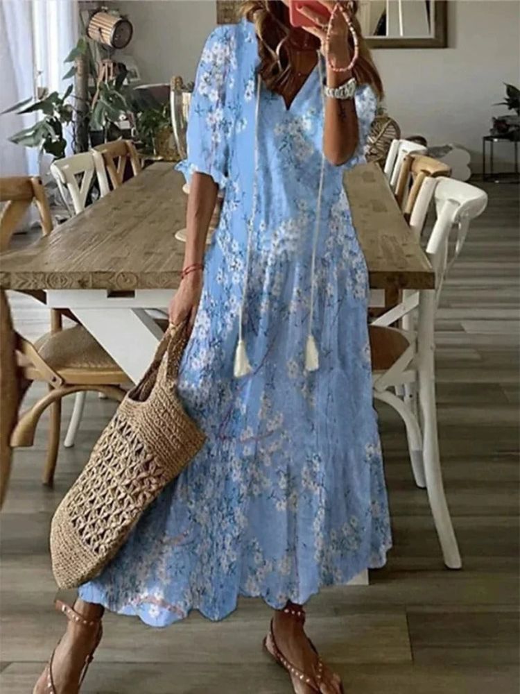 ÉLODIE | Robe maxi florale veloutée élégante