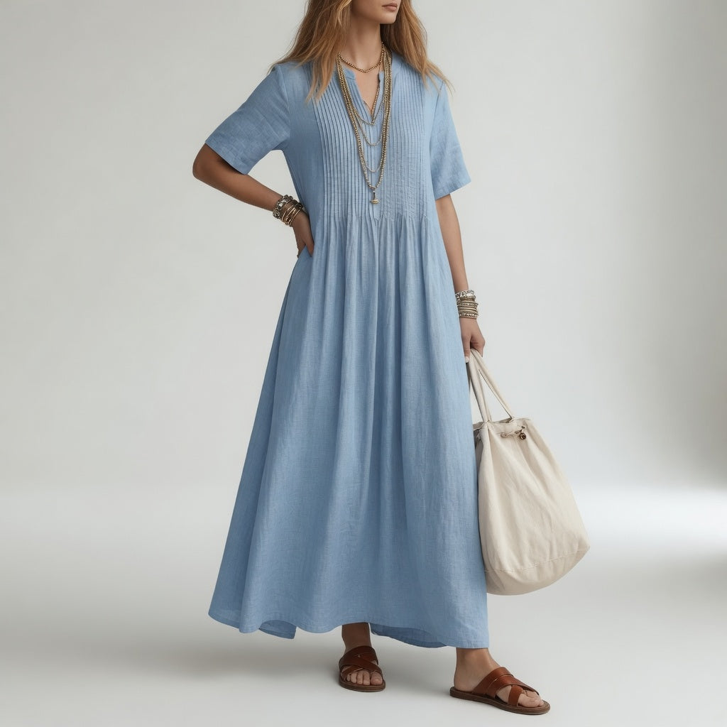 PÉLAGIE | Robe longue coton col V liberté estivale