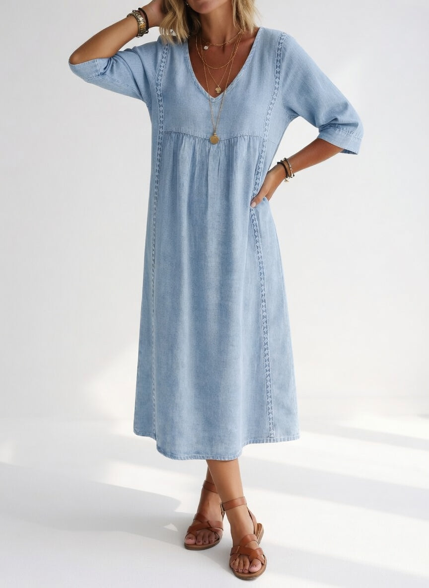 LIOREA | Robe midi fluide décontractée élégante
