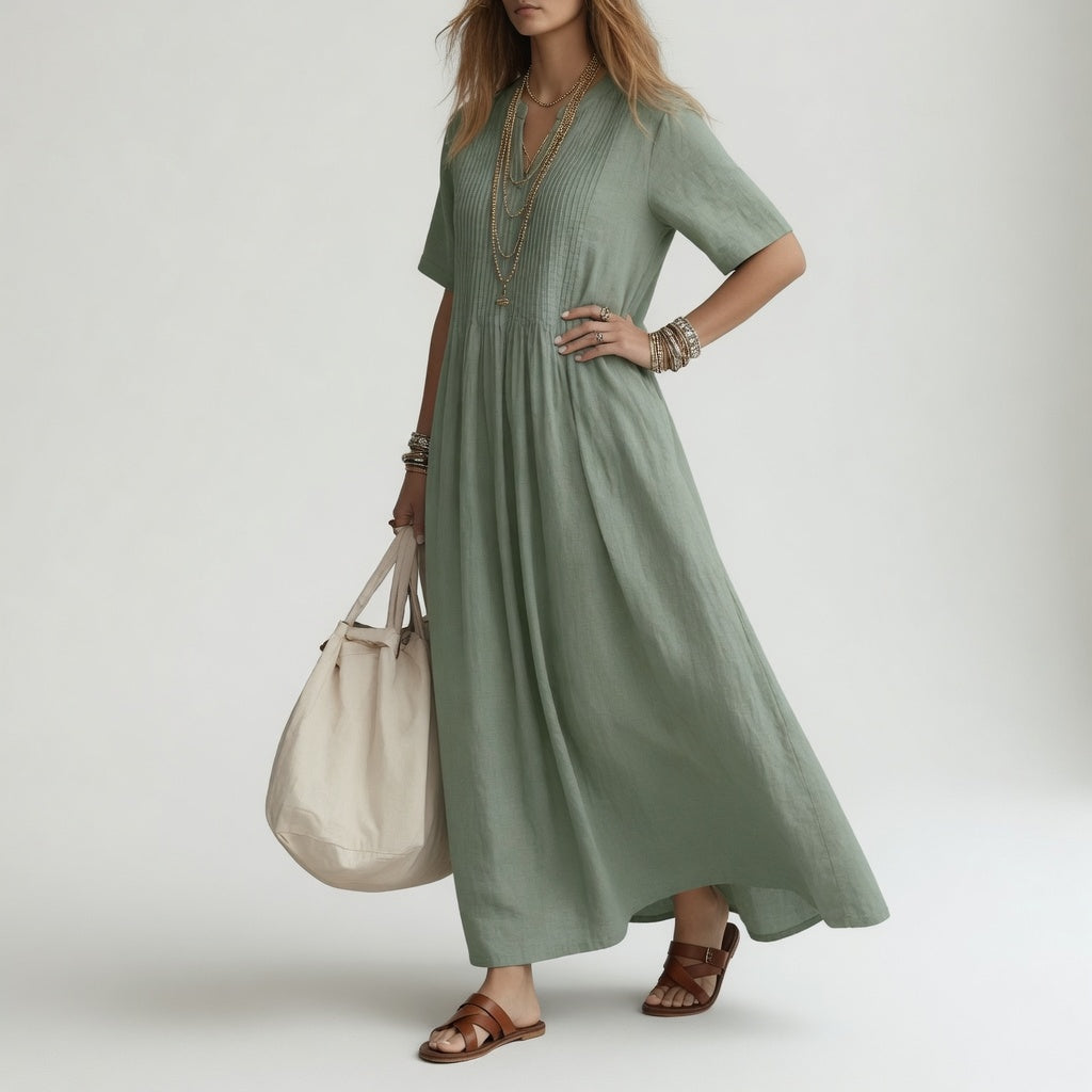 PÉLAGIE | Robe longue coton col V liberté estivale