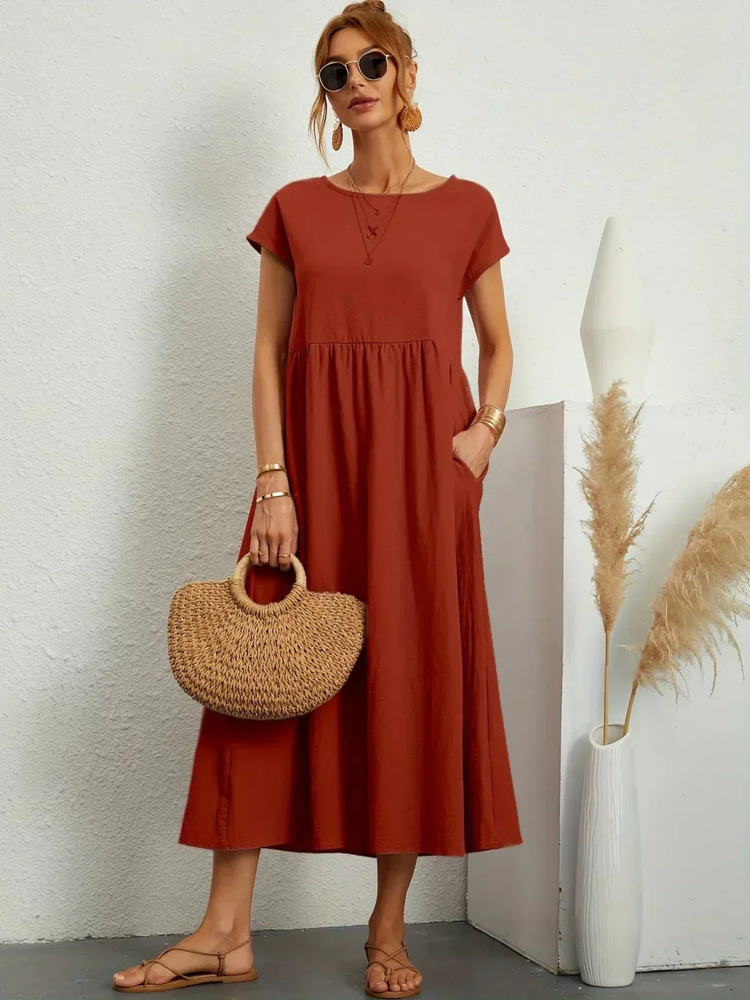 GABRIELLE | Robe midi fluide élégance intemporelle