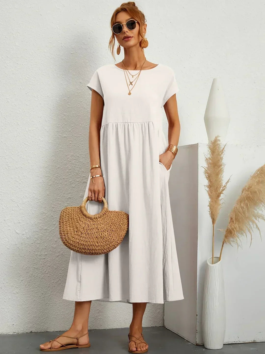 GABRIELLE | Robe midi fluide élégance intemporelle
