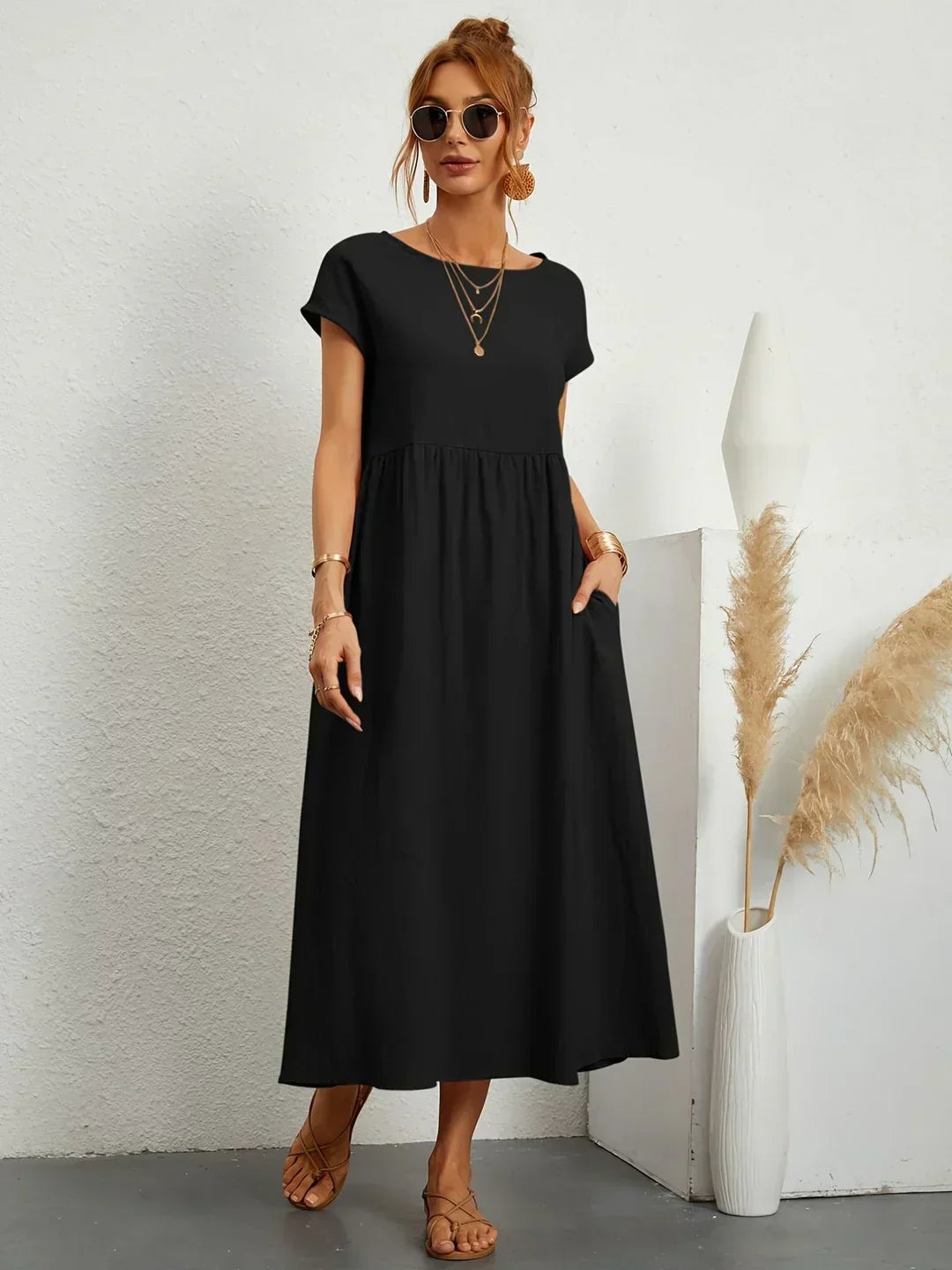 GABRIELLE | Robe midi fluide élégance intemporelle