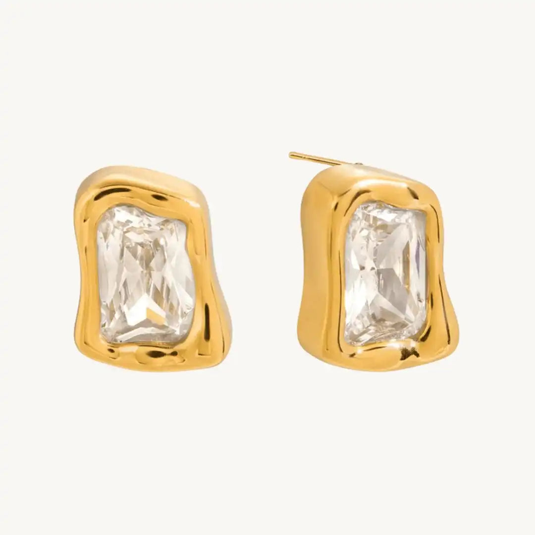 Boucles d'oreilles carrées en zircon doré intemporel