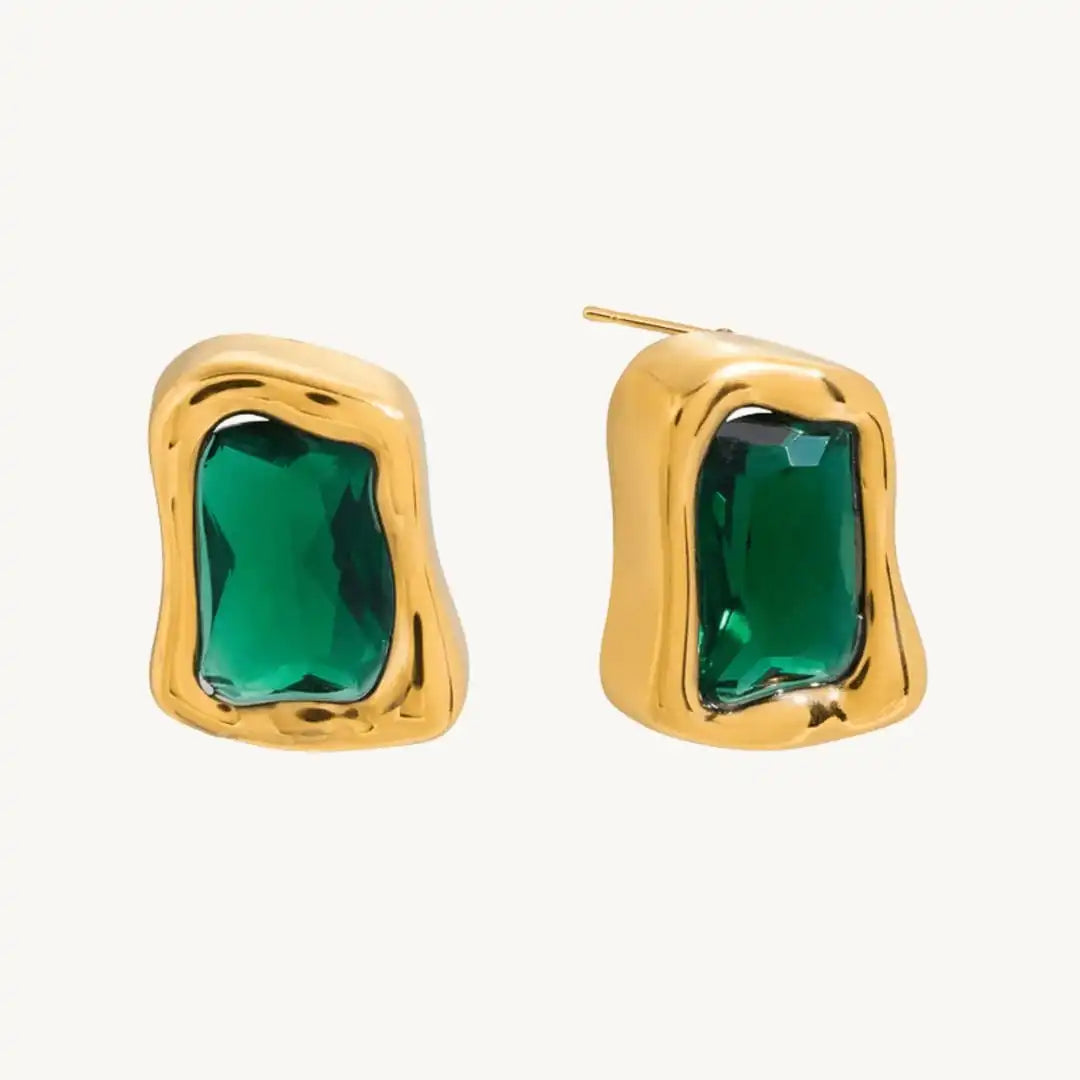 Boucles d'oreilles carrées en zircon doré intemporel