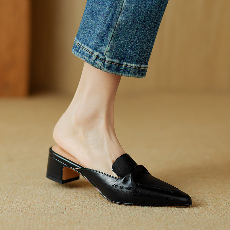 MARLOE | Mules en cuir à bout pointu