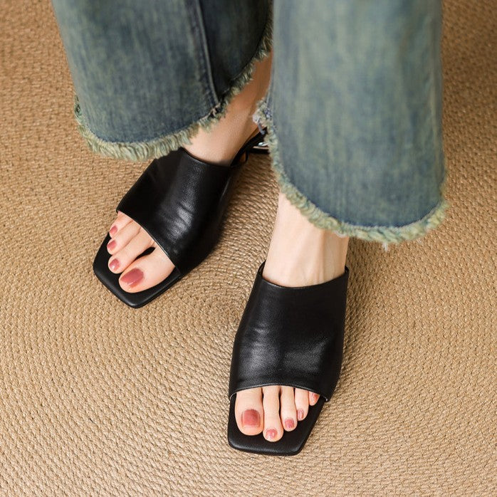 VIELLE | Mules en cuir Curve avec talon