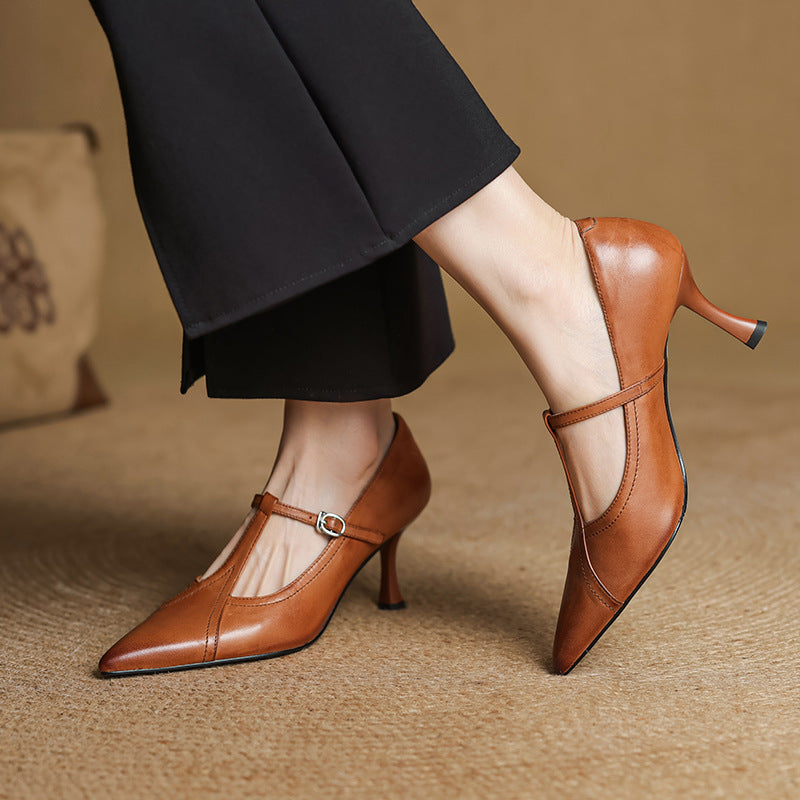 AVELINE | Pompes à T-Riemen en Cuir