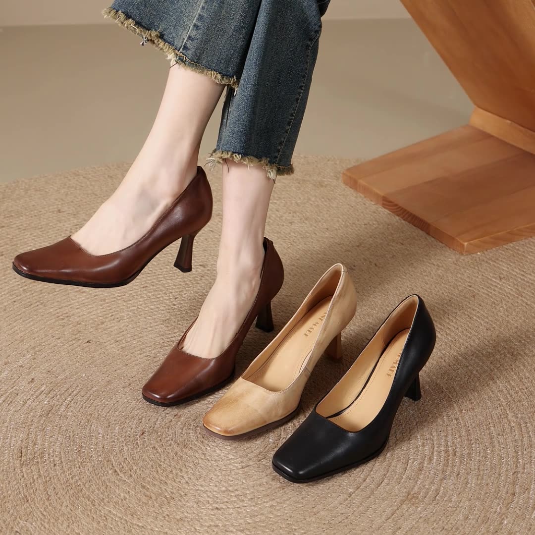 ELVIERA | Escarpins en Cuir Carrés