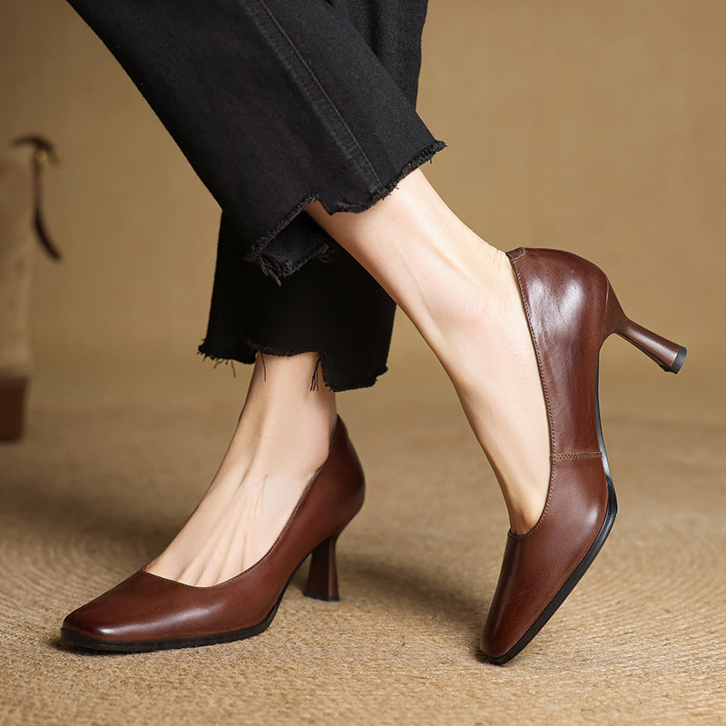 ELVIERA | Escarpins en Cuir Carrés