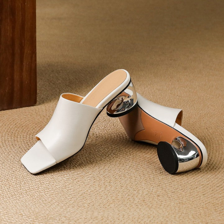 VIELLE | Mules en cuir Curve avec talon