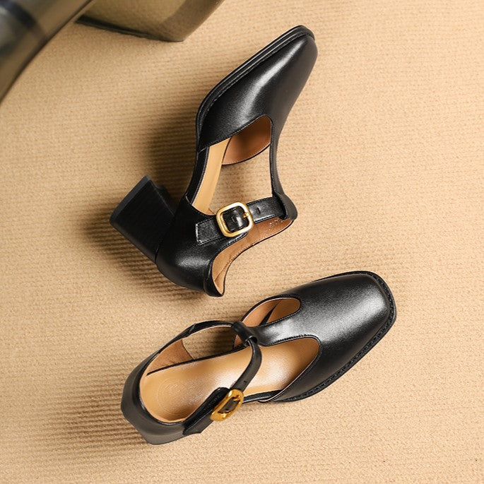 MARCELLE | T-Riemen Cuir Escarpins