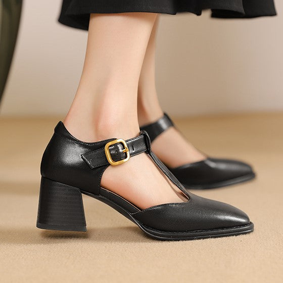 MARCELLE | T-Riemen Cuir Escarpins